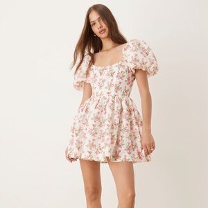 For Love And Lemons Floral Mini Dress - Pink and White